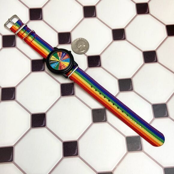 Vintage 1996 Joe Boxer X Timex Wheel of Fortune Men's Unisex Watch Rainbow Strap - Picture 10 of 16
